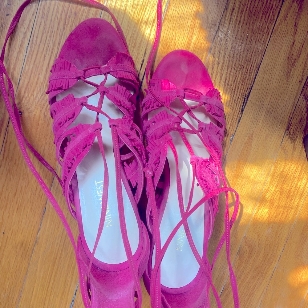 NIB Nine West Genie Lace-Up Block Heel